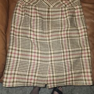 Chadwicks Beige Plaid Mini Skirt with Pink Stripe